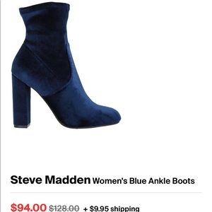 Velvet dark blue Steve Madden boots